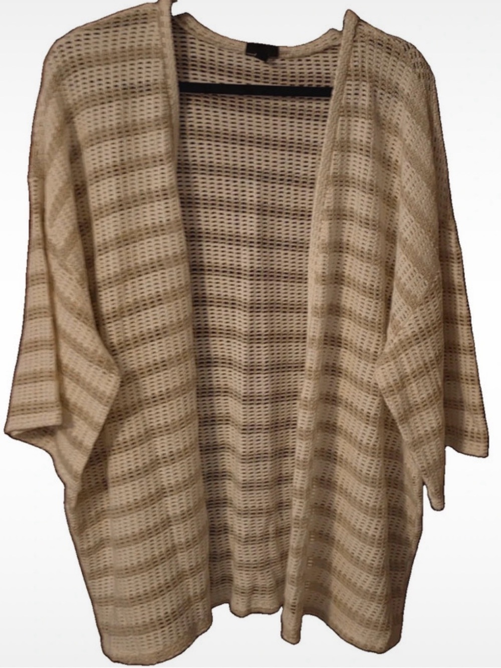 Beige Open-Knit Women's Cardigan Sweater